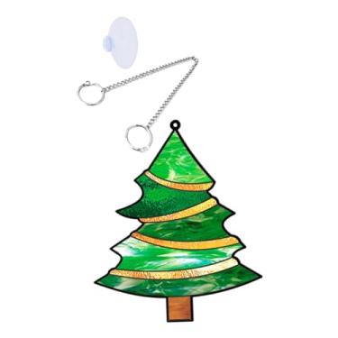 Imagem de Enfeite de árvore de Natal para pendurar em janela de vidro, pingente colorido para decoração interna e externa, decoração de festa de acrílico para pendurar no pátio, varanda, celebração de férias