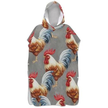 Imagem de Joisal Poncho de surfe para adultos trocador de roupas de banho de praia com capuz toalhas de secagem rápida aquarela animais de fazenda ponchos adultos para mulheres