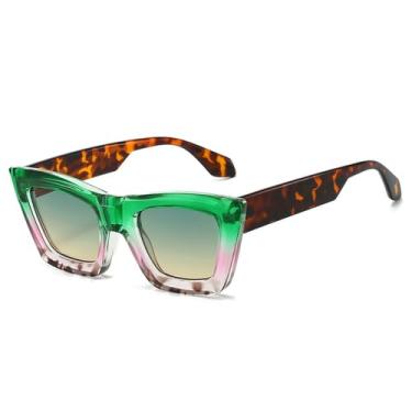 Imagem de Óculos de Sol UV400 - Lentes Degradê Olho de Gato com Estampa de Leopardo para Homens e Mulheres, Esportivos, para Corrida e Ciclismo, Verde