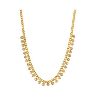 Imagem de Colar Com Pingente De Franjas De Zircônia Dourada Para Mulheres, Corre