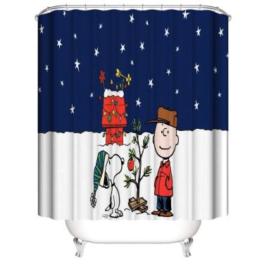Imagem de Cortina de banho impermeável de poliéster para chuveiro Snoopys Anime
