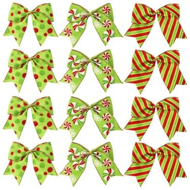 Imagem de MOUNTCLI 24 peças de laços de Natal vermelhos e verdes, tecido de serapilheira de 15 cm para decoração de festa de guirlanda de artesanato DIY