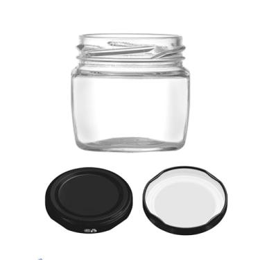 Imagem de 150x Pote de vidro Redondo 105ml - Tampas Pretas