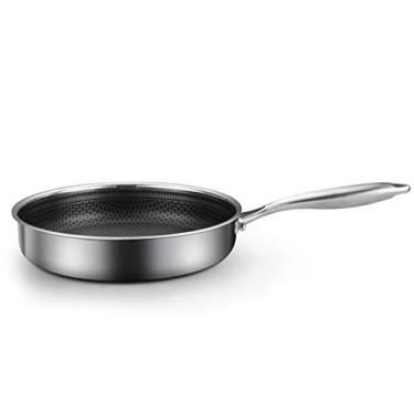 Imagem de Conjuntos de panelas frigideira de aço inoxidável, frigideira antiaderente, fogão a gás e fogão de indução multiuso para uso em cozinha doméstica (tamanho: 28 cm)