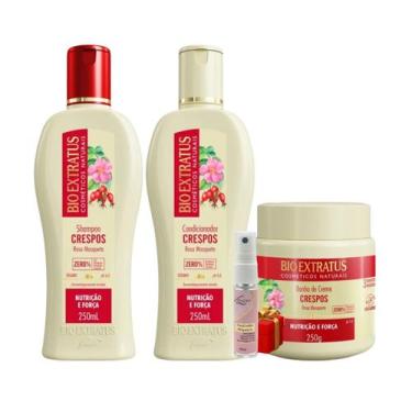 Imagem de Kit Crespos 1 Shampoo 1 Condicionador 1 Banho 250ml Bio Extratus + Pre