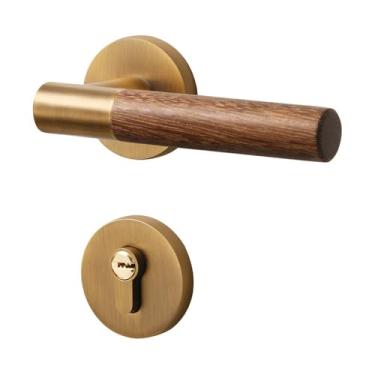 Imagem de Fechadura de porta de quarto, retro, magnética, silenciosa, maçaneta de porta de madeira maciça, fechadura de porta interna (tipo magnético)