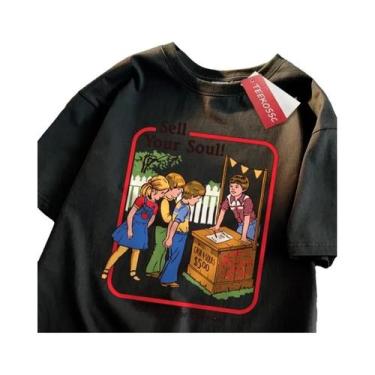 Imagem de Camiseta Masculina De Algodão Hip Hop Manga Curta Gola Redonda Casual 