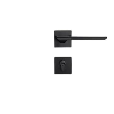 Imagem de VTGVVVTR Fechadura de porta cinza moderna minimalista quarto silencioso madeira maciça preta dividida liga de zinco fechadura magnética hardware integrado (preto frio 5845 magnético)