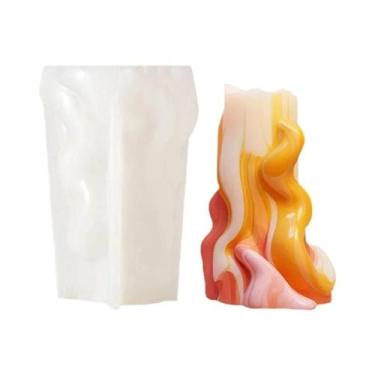 Imagem de Uma vela em forma de onda molde de silicone diy feito à mão molde de o