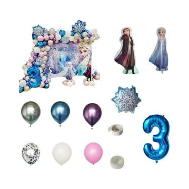 Imagem de Conjunto De Balões Frozen Elsa Rainha Da Neve 92 Peças Decoração Para 