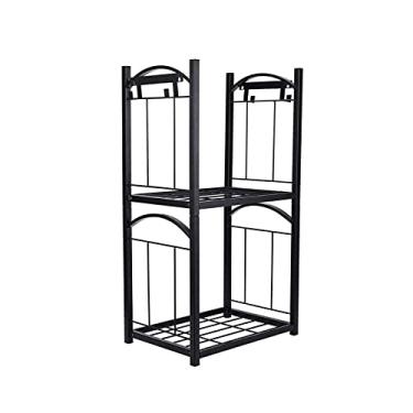 Imagem de U5GAAALPPQ9 Armazenamento de madeira para lareira, 2 camadas, suporte de lenha removível, suporte para lareira para uso interno e externo, suporte de lenha