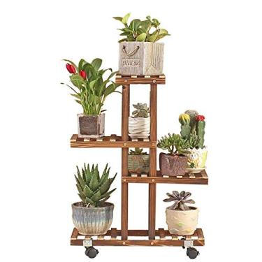 Imagem de U5GAAALPPQ9 Suporte para plantas, suporte para plantas, prateleira de vaso de flores interior de madeira, prateleira de exibição de jardim multicamadas, suporte de plantas anticorrosão