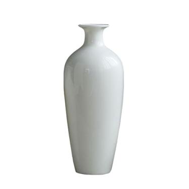 Imagem de WUHUQN Vaso de flores Imple jade porcelana branca vaso moderno arranjo de flores de cerâmica hidropônica flores secas casa interior escritório joias decoração de flores vaso para arranjo floral