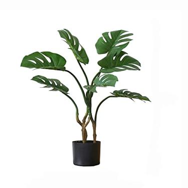 Imagem de SLGGPJBU Plantas falsas/plantas falsas, árvore artificial Monstera, folha de tartaruga falsa, folha de imitação de árvore tropical Monstera, plantas artificiais para jardim, escritório, decoração