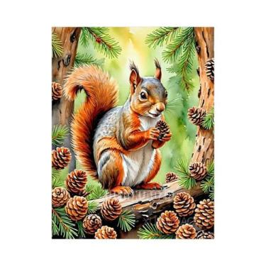 Imagem de Kit De Pintura Em Diamante De Animais Em Aquarela Eagle Raccoon, Mosai