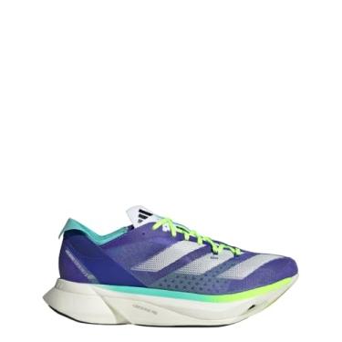 Imagem de adidas Tênis de corrida feminino Adizero Adios Pro 3 - Branco, Azul cobalto/zero metálico/limão lúcido, 40