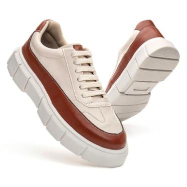 Imagem de Sapato Casual Masculino Oversize - Sola 5CM Moderno em Camurça Artificial Caramelo, Tendência da Moda para Ocasiões Diárias (Nude/Caramelo,38)