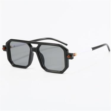 Imagem de Óculos de Sol UV400 - Ponte Dupla Degradê, Lentes Largas, Estampa de Leopardo, para Homens e Mulheres, Esportes ao Ar Livre, Corrida, Ciclismo, nas cores preto, branco e cinza.