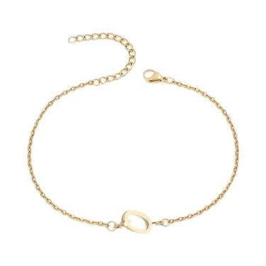 Imagem de Pulseira De Corrente Fina Com Contas Em Forma De Letra Minimalista Uni