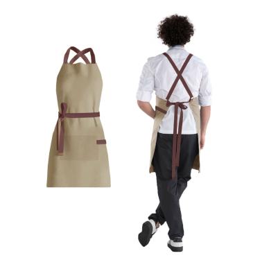 Imagem de Avental Bege Alça Cruzada Marrom Restaurante Cafeteria 10un