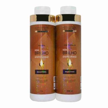 Imagem de Kit Shampoo 1 Litro + Condicionador 800ml Kera Brilho Efeito Verniz Br