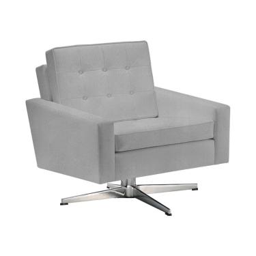 Imagem de Poltrona Fk Giratória Suede Cinza Base Alumínio