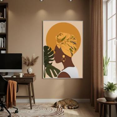 Imagem de Quadro Decor Mulher De Turbante 70X50Cm Mold Branca - Quadros On-Line