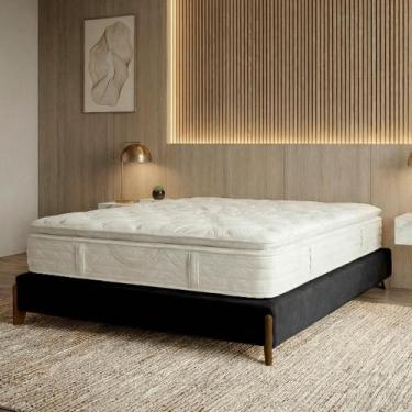 Imagem de Base Cama Box King 203cm Orgânica Thor Bouclê Pés Em Madeira - SOFA ST