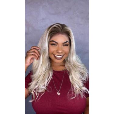 Imagem de Peruca Lace Front Cabelo Humano Grace Kelly Ombré Loiro Claríssimo - 5