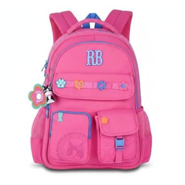 Imagem de Mochila rebecca bonbon de costas 17,5" ref rb26232, Rosa, Azul, 17