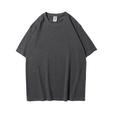 Imagem de Camiseta Masculina Oversized De Algodão 9.9oz, Alta Qualidade, Manga C