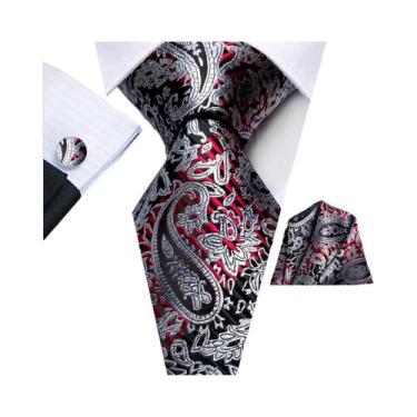 Imagem de Conjunto De Gravata, Abotoaduras E Lenço De Bolso Masculino Para Casam