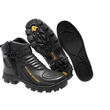 Imagem de Bota Motociclista Masculina Semi Impermeavel Couro Legitimo Conforto 04-Masculino