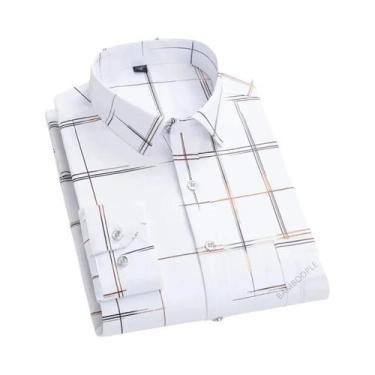 Imagem de Camisa Masculina Slim Fit Estampada De Manga Longa, Não Amassa, Moda O