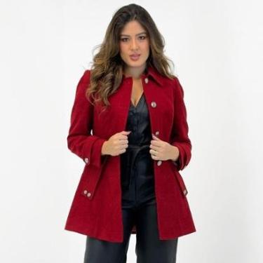 Imagem de Casaco Malise 7/8 em Lã Batida Feminino-Feminino