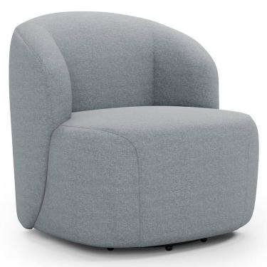 Imagem de Poltrona Giratória Orgânica Para Sala Living Heidy F04 Linho Cinza - Lyam Decor