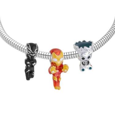 Imagem de Pulseira Marvel Berloque Banhado a Prata 925 2 - Work Semijoias, 18 cm