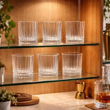 Imagem de Jogo 6 copos de vidro whisky drinks retrô 330ml - KAZA TEM IMPORTS