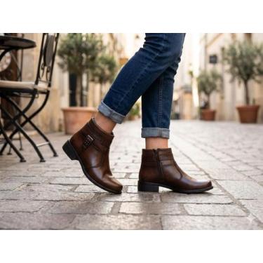 Imagem de Bota feminina coturno casual cano curto salto baixo confortável 33 ao 