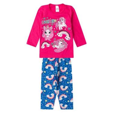 Imagem de Pijama Menina Manga Longa Meia Malha Select Rosa, 4, Rosa