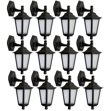Imagem de Kit 12 Arandelas Coloniais Pretas Bivolt Luminárias de Parede Grega Jardim Pátio Dital