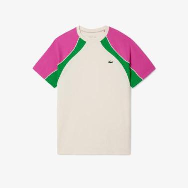 Imagem de Camiseta Lacoste de Tênis Lacoste de blocos coloridos Ultra Dry, Bege,