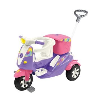 Imagem de Triciclo Infantil Moto Uno Rosa com Pedal e Empurrador Calesita - 1036
