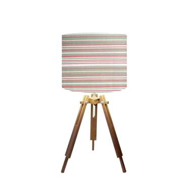 Imagem de Abajur Mesa Tripé Madeira 60cm Cores Estampadas -Md1001 Cúpula Ø30