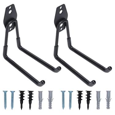 Imagem de Ganchos duplos para montagem em parede de ferro de 2 pe?as,capacidade de carga forte, organizador de cabide de armazenamento de garagem multifuncional para bicicleta pendurada(A), Ganchos de gar