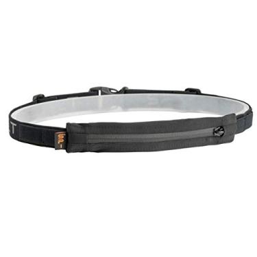 Imagem de SPIbelt Cinto de corrida para adultos, bolso expansível, alças de gel energético, cintura ajustável, sem salto, preto com zíper preto
