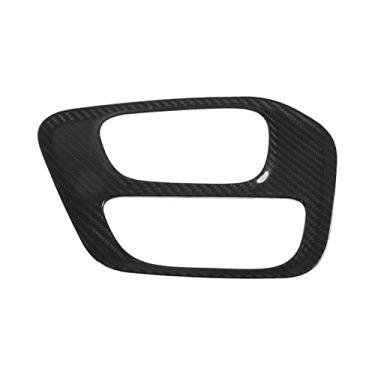 Imagem de Ymiko Tampa do painel de mudança de marchas, acabamento do painel de mudança do console central do carro substituição de fibra de carbono brilhante e seco para Challenger 2015-2021