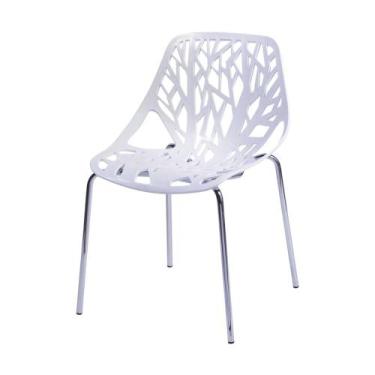 Imagem de Cadeira Folha Abs Branca Base Metal Cromado - Or Design