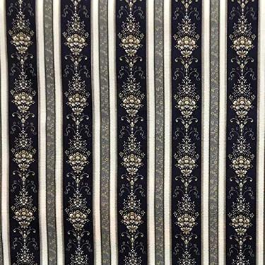 Imagem de Tecido Gorgurinho Estampado Brasão Azul Marinho Listrado - 1,50m de Largura