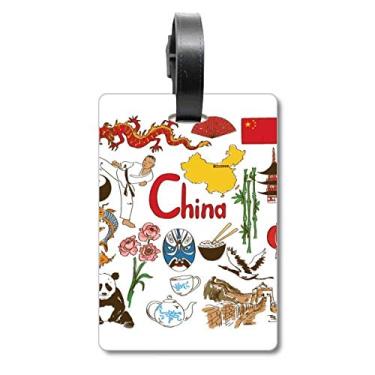 Imagem de China Panda Landscap Bandeira nacional mala etiqueta bagagem cartão de bagagem etiqueta, Multicolorido.